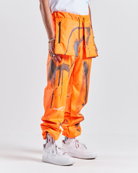 HAUS Party Track Pants - Orange / Paint