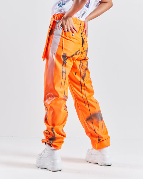 HAUS Party Track Pants - Orange / Paint